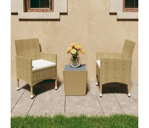 3-Daļīgs Bistro Mēbeļu Komplekts, Pe Rotangpalma, Rūdīts Stikls Vidaxl