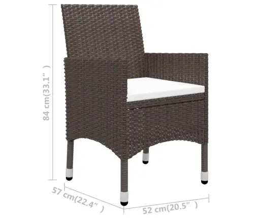 3-Osaline Bistrookomplekt, Polürotang, Karastatud Klaas, Pruun