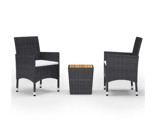 3-Daļīgs Bistro Mēbeļu Komplekts, Melna Pe Rotangpalma, Akācija Vidaxl