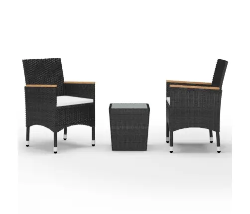 3-Osaline Bistrookomplekt, Polürotang, Karastatud Klaas, Must