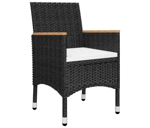 3-Osaline Bistrookomplekt, Polürotang, Karastatud Klaas, Must