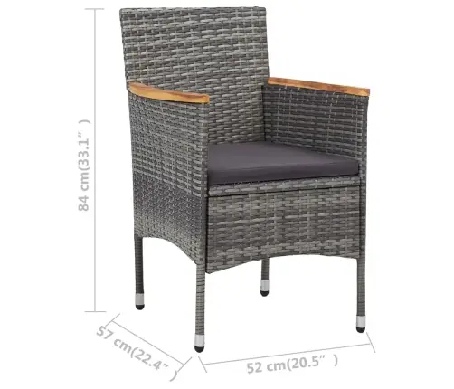 3-Daļīgs Bistro Mēbeļu Komplekts, Pe Rotangpalma, Rūdīts Stikls Vidaxl