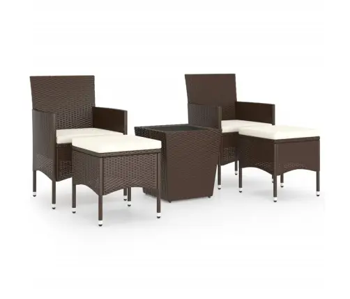 5-Daļīgs Bistro Mēbeļu Komplekts, Pe Rotangpalma, Rūdīts Stikls Vidaxl