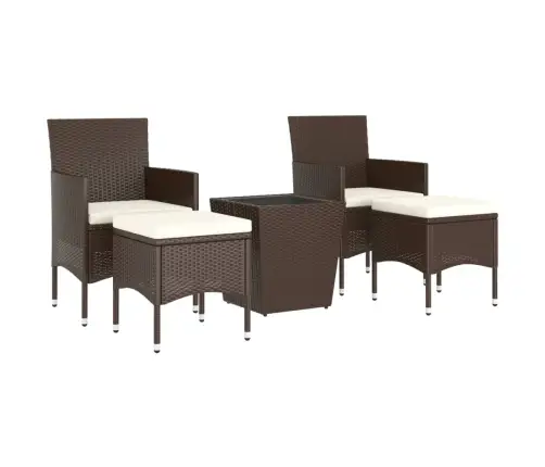 5-Daļīgs Bistro Mēbeļu Komplekts, Pe Rotangpalma, Rūdīts Stikls Vidaxl