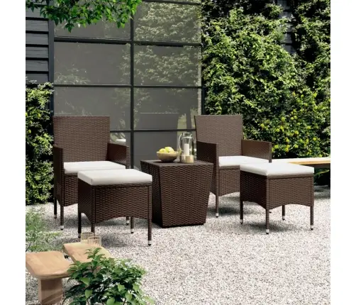 5-Daļīgs Bistro Mēbeļu Komplekts, Pe Rotangpalma, Rūdīts Stikls Vidaxl