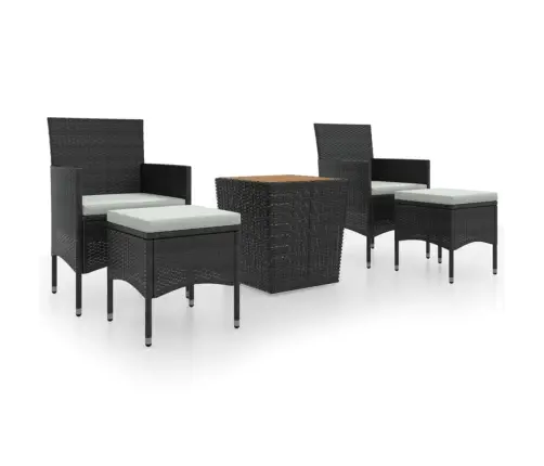 5-Osaline Aia Bistrookomplekt, Polürotang Ja Akaatsiapuit, Must