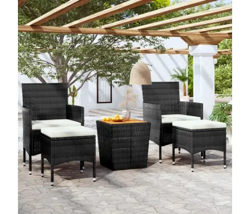 5-Osaline Aia Bistrookomplekt, Polürotang Ja Akaatsiapuit, Must