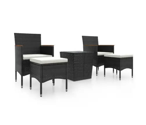 5-Daļīgs Bistro Mēbeļu Komplekts, Pe Rotangpalma, Rūdīts Stikls Vidaxl