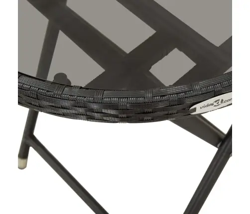 3-Daļīgs Bistro Mēbeļu Komplekts, Pe Rotangpalma, Rūdīts Stikls Vidaxl