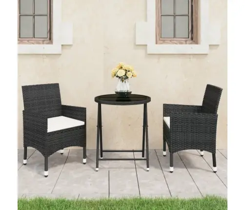 3-Daļīgs Bistro Mēbeļu Komplekts, Pe Rotangpalma, Rūdīts Stikls Vidaxl