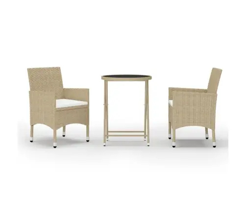 3-Osaline Bistrookomplekt, Polürotang, Karastatud Klaas, Beež