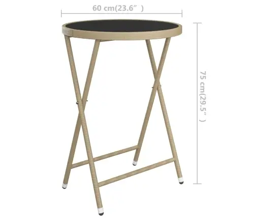 3-Osaline Bistrookomplekt, Polürotang, Karastatud Klaas, Beež