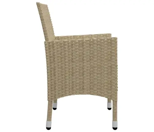 3-Osaline Bistrookomplekt, Polürotang, Karastatud Klaas, Beež