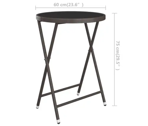 Bistro Baldų Komplektas, 3 Dalių, Rudas, Poliratanas/Stiklas