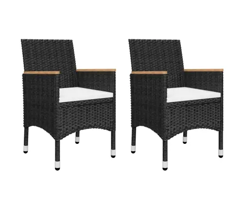 3-Osaline Bistrookomplekt, Polürotang, Karastatud Klaas, Must