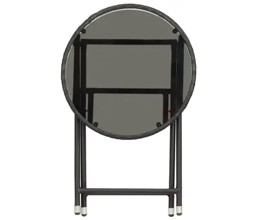 3-Osaline Bistrookomplekt, Polürotang, Karastatud Klaas, Must