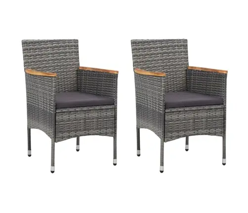 Bistro Komplektas, 3 Dalių, Pilkas, Poliratanas Ir Stiklas