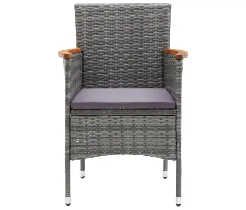 Bistro Komplektas, 3 Dalių, Pilkas, Poliratanas Ir Stiklas