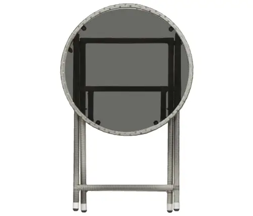 Bistro Komplektas, 3 Dalių, Pilkas, Poliratanas Ir Stiklas