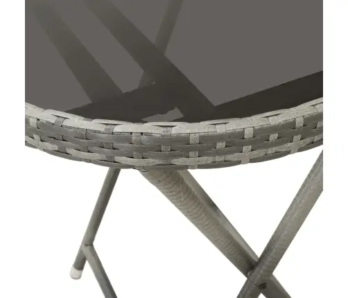 Bistro Komplektas, 3 Dalių, Pilkas, Poliratanas Ir Stiklas