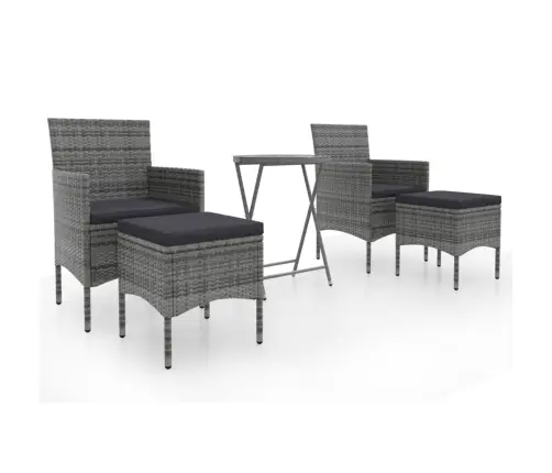 5-Daļīgs Bistro Mēbeļu Komplekts, Pe Rotangpalma, Rūdīts Stikls Vidaxl