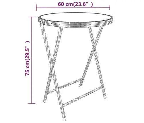 5-Daļīgs Bistro Mēbeļu Komplekts, Pe Rotangpalma, Rūdīts Stikls Vidaxl