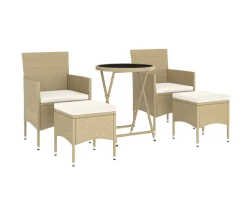 5-Osaline Bistrookomplekt, Polürotang, Karastatud Klaas, Beež