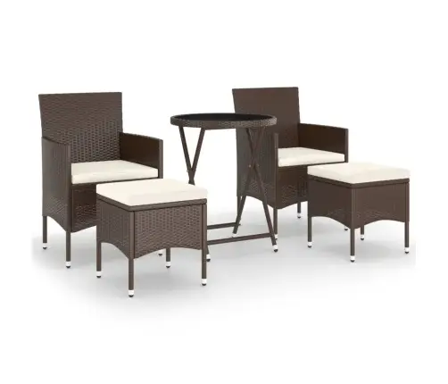 Bistro Baldų Komplektas, 5 Dalių, Rudas, Poliratanas/Stiklas