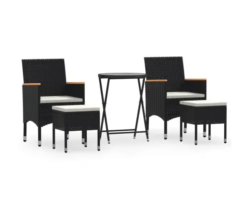 5-Daļīgs Bistro Mēbeļu Komplekts, Pe Rotangpalma, Rūdīts Stikls Vidaxl