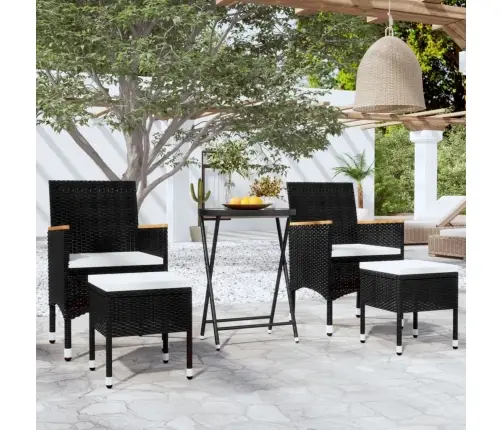 5-Daļīgs Bistro Mēbeļu Komplekts, Pe Rotangpalma, Rūdīts Stikls Vidaxl