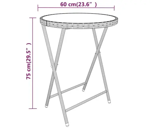 5-Daļīgs Bistro Mēbeļu Komplekts, Pe Rotangpalma, Rūdīts Stikls Vidaxl