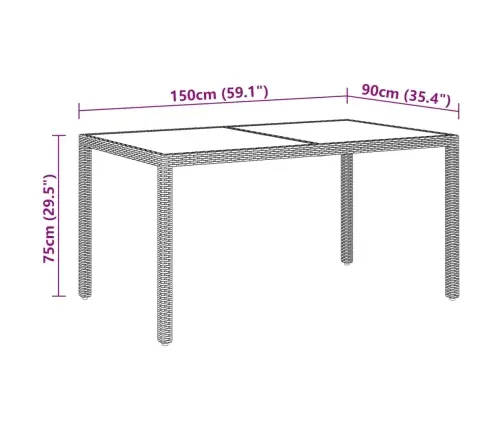 5-Osaline Aiamööblikomplekt, Polürotang Ja Klaas, Beež