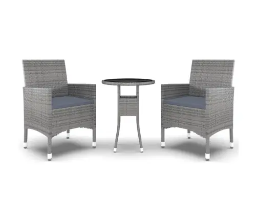 Sodo Valgomojo Baldų Komplektas, 3 Dalių, Pilkas, Poliratanas