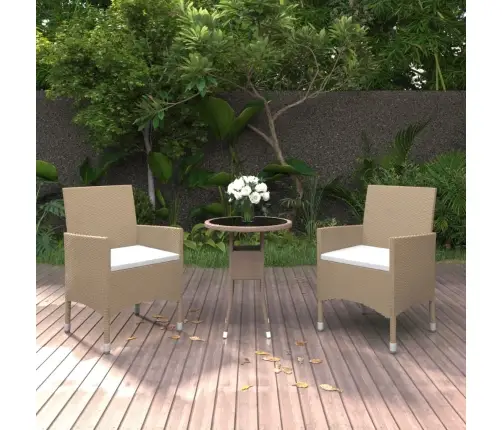 3-Daļīgs Dārza Mēbeļu Komplekts, Bēša Pe Rotangpalma Vidaxl