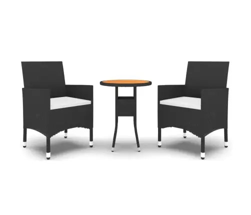 3-Daļīgs Dārza Mēbeļu Komplekts, Pe Rotangpalma, Melns Vidaxl