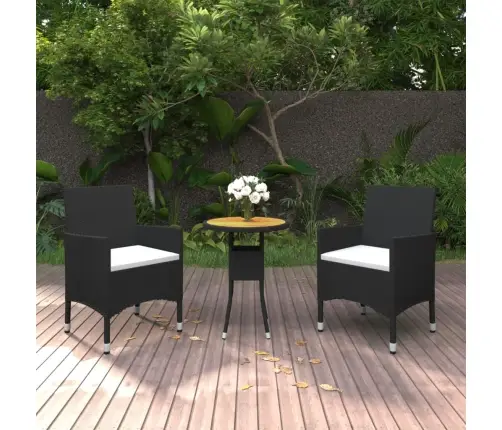 3-Daļīgs Dārza Mēbeļu Komplekts, Pe Rotangpalma, Melns Vidaxl