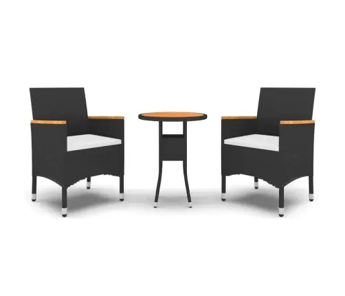 3-Daļīgs Dārza Mēbeļu Komplekts, Pe Rotangpalma, Melns Vidaxl