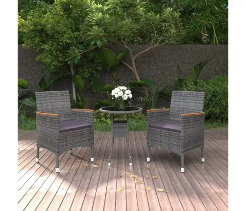 3-Osaline Aiamööbli Komplekt, Polürotang, Hall