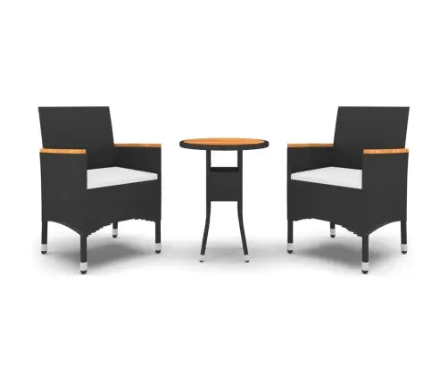 3-Daļīgs Dārza Mēbeļu Komplekts, Pe Rotangpalma, Melns Vidaxl