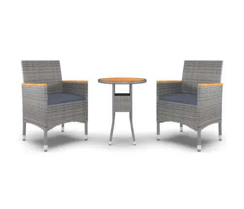 Sodo Valgomojo Baldų Komplektas, 3 Dalių, Pilkas, Poliratanas