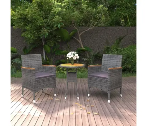 Sodo Valgomojo Baldų Komplektas, 3 Dalių, Pilkas, Poliratanas