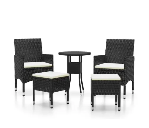 5-Daļīgs Dārza Atpūtas Mēbeļu Komplekts, Pe Rotangpalma, Melns Vidaxl