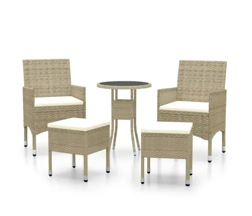 5-Daļīgs Dārza Atpūtas Mēbeļu Komplekts, Bēša Pe Rotangpalma Vidaxl