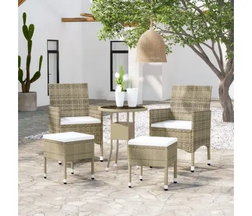 5-Daļīgs Dārza Atpūtas Mēbeļu Komplekts, Bēša Pe Rotangpalma Vidaxl