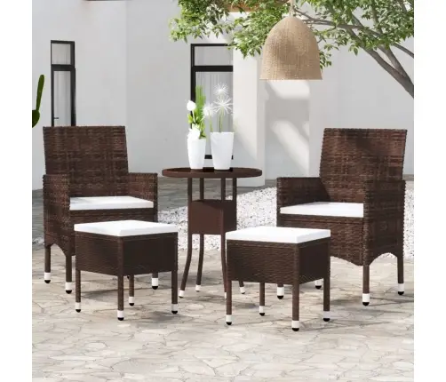 5-Daļīgs Dārza Atpūtas Mēbeļu Komplekts, Pe Rotangpalma, Brūns Vidaxl