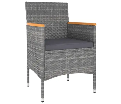 5-Daļīgs Dārza Atpūtas Mēbeļu Komplekts, Pe Rotangpalma, Pelēks Vidaxl