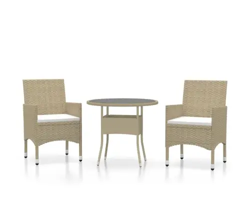 Sodo Valgomojo Baldų Komplektas, 3 Dalių, Smėlio, Poliratanas