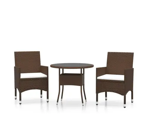 3-Osaline Aiamööbli Komplekt, Polürotang, Pruun