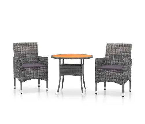 Sodo Valgomojo Baldų Komplektas, 3 Dalių, Pilkas, Poliratanas