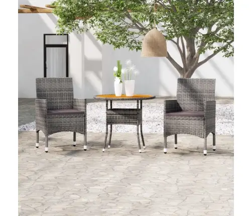 Sodo Valgomojo Baldų Komplektas, 3 Dalių, Pilkas, Poliratanas